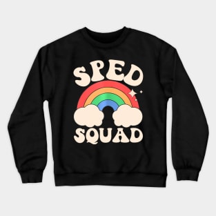 Sped Squad Teacher Rainbow Groovy Sped Ed Crew Education Day Crewneck Sweatshirt